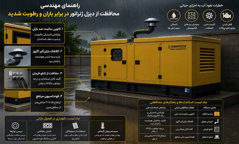 راهنمای حفاظت از دیزل ژنراتور در برابر باران